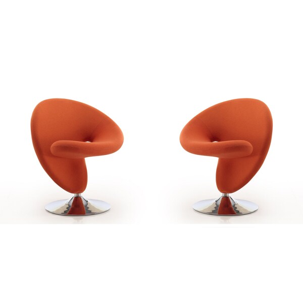 Manhattan Comfort Curl Swivel Accent Chair in Orange and Polished Chrome, PK2 2-AC040-OR - main